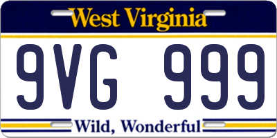 WV license plate 9VG999