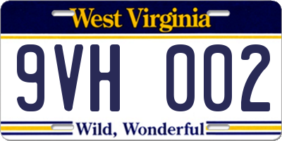 WV license plate 9VH002