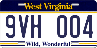 WV license plate 9VH004