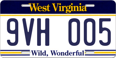 WV license plate 9VH005