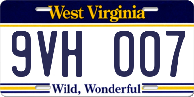 WV license plate 9VH007