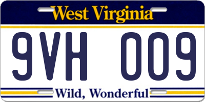 WV license plate 9VH009
