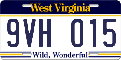 WV license plate 9VH015