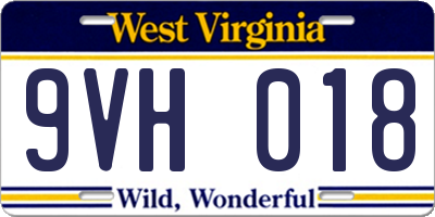 WV license plate 9VH018