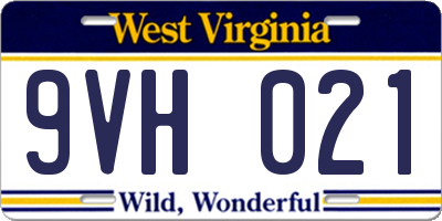 WV license plate 9VH021