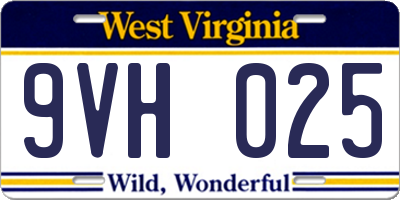 WV license plate 9VH025