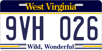 WV license plate 9VH026