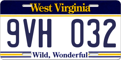 WV license plate 9VH032