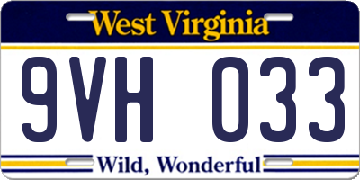 WV license plate 9VH033