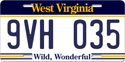 WV license plate 9VH035
