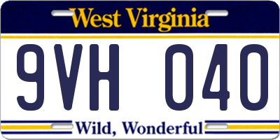 WV license plate 9VH040