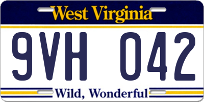 WV license plate 9VH042