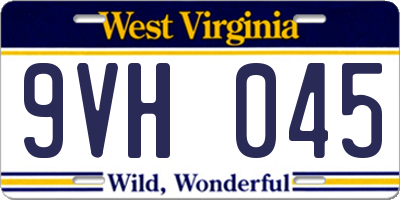 WV license plate 9VH045