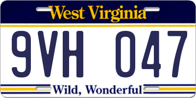WV license plate 9VH047