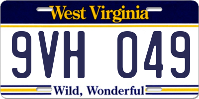 WV license plate 9VH049