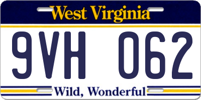 WV license plate 9VH062
