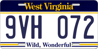 WV license plate 9VH072