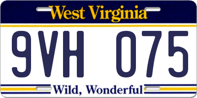 WV license plate 9VH075