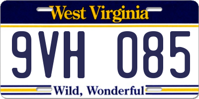WV license plate 9VH085