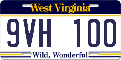 WV license plate 9VH100