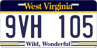 WV license plate 9VH105