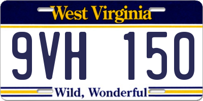 WV license plate 9VH150