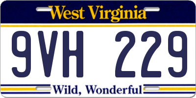 WV license plate 9VH229