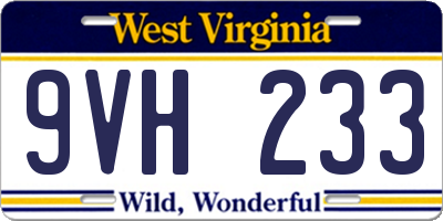 WV license plate 9VH233
