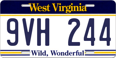 WV license plate 9VH244