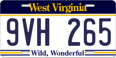 WV license plate 9VH265