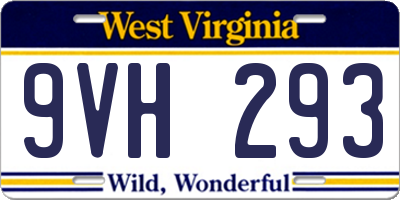 WV license plate 9VH293