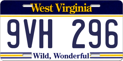 WV license plate 9VH296