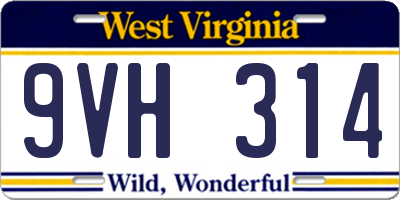 WV license plate 9VH314