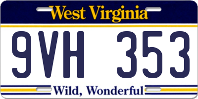 WV license plate 9VH353