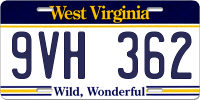 WV license plate 9VH362