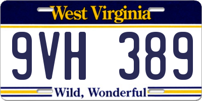 WV license plate 9VH389