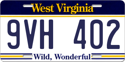 WV license plate 9VH402