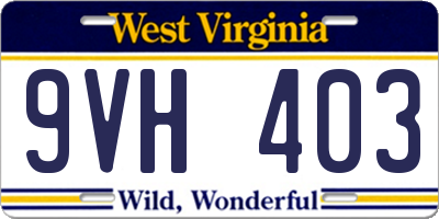 WV license plate 9VH403