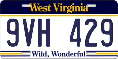 WV license plate 9VH429