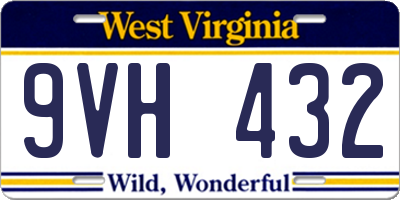 WV license plate 9VH432