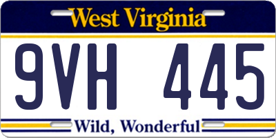 WV license plate 9VH445