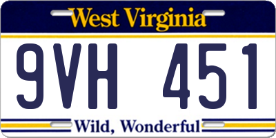 WV license plate 9VH451