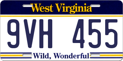 WV license plate 9VH455