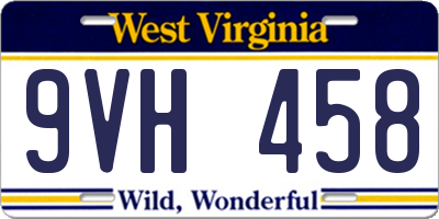 WV license plate 9VH458