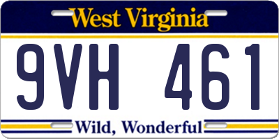 WV license plate 9VH461