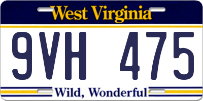 WV license plate 9VH475