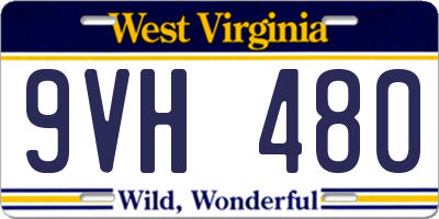 WV license plate 9VH480