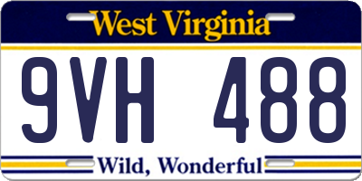 WV license plate 9VH488