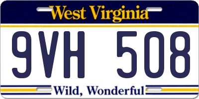 WV license plate 9VH508