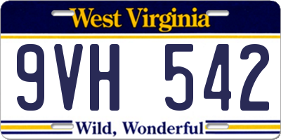 WV license plate 9VH542